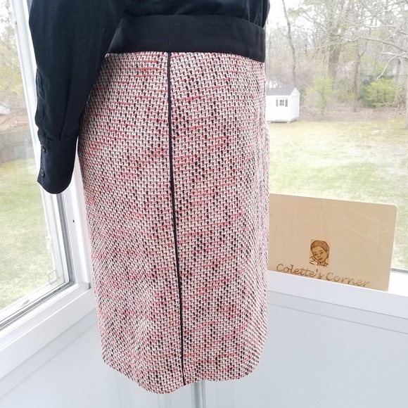 Banana Republic Black Orange Woven Tweed Tuxedo Piping Pencil Skirt - Picture 4 of 7